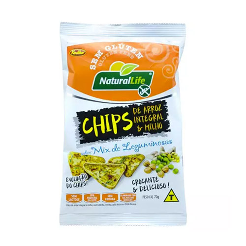 Chips de Arroz Integral e Milho Sabor Mix de Leguminosas Natural Life 70g